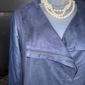 💖 Cute Romeo & Juliet Couture Midnight Blue Faux leather suede jacket 💖